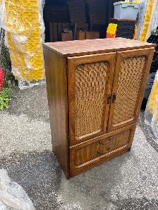 Free delivery used Vintage Wood Armoire with Cane Doors - Photo 7