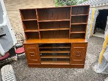 Free delivery used antique Wooden Bookcase with Cabinet Storage - Photo 3