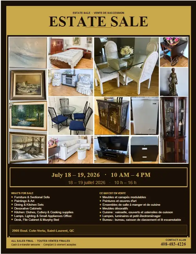 Estate Sale in Ville St Laurent - July 18 & 19