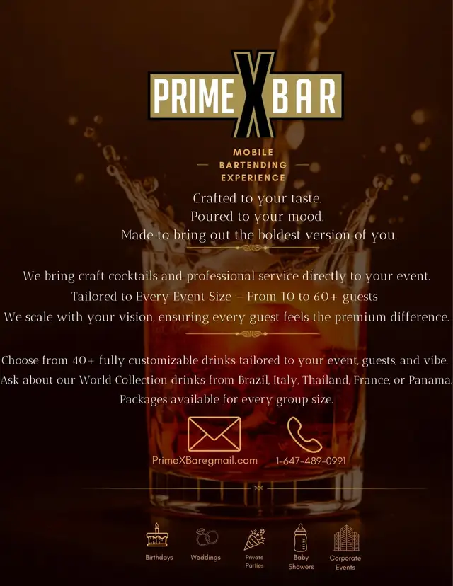 Premium Mobile Bartending — Toronto & GTA | PrimeX Bar