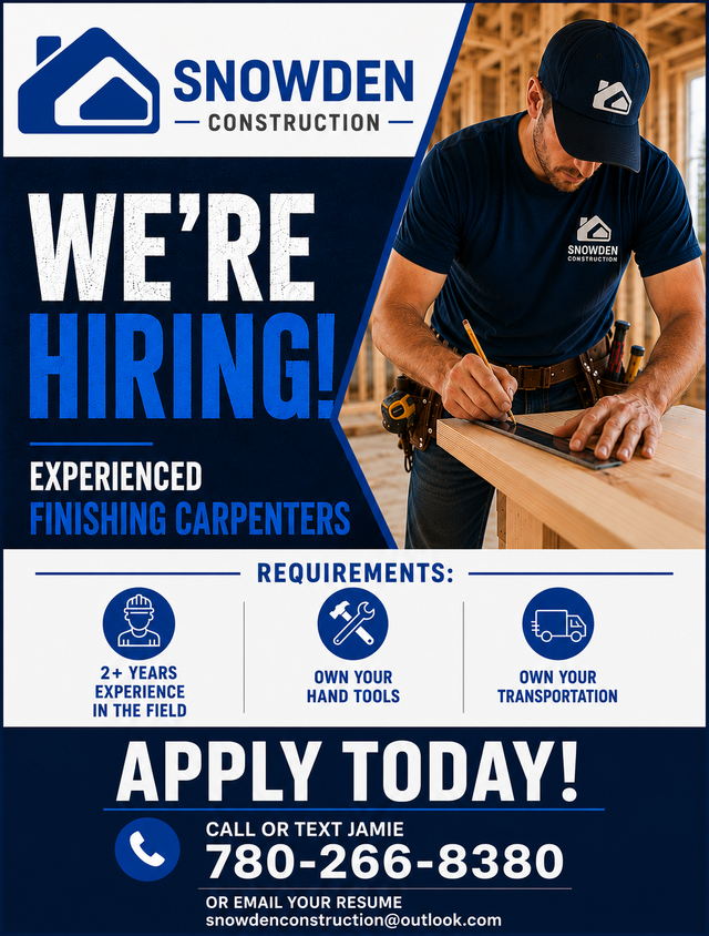 Snowden Construction is hiring!