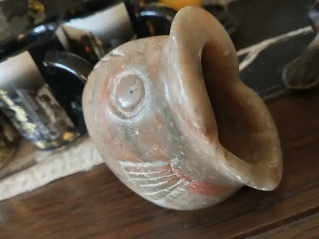 Unique Pink Soapstone unique Rare Open Big Mouth Bass sculpture