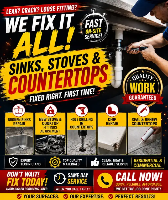 sink repair , stove fitting adjustment & more