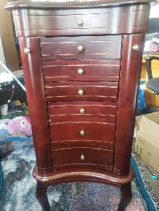 Elegant Wooden Jewelry Armoire Cabinet with Mirror - Photo 5