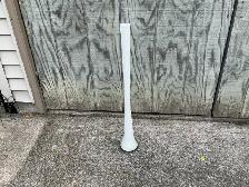 Vintage 31 inch Tall White Glass Trumpet Vase.