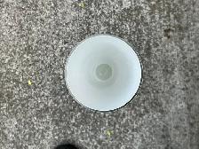 Vintage 31 inch Tall White Glass Trumpet Vase. - Photo 3