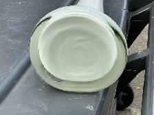 Vintage 31 inch Tall White Glass Trumpet Vase. - Photo 6