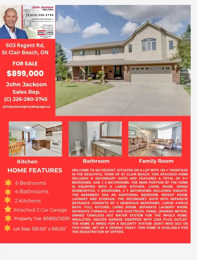 House for sale in St. Clair Beach