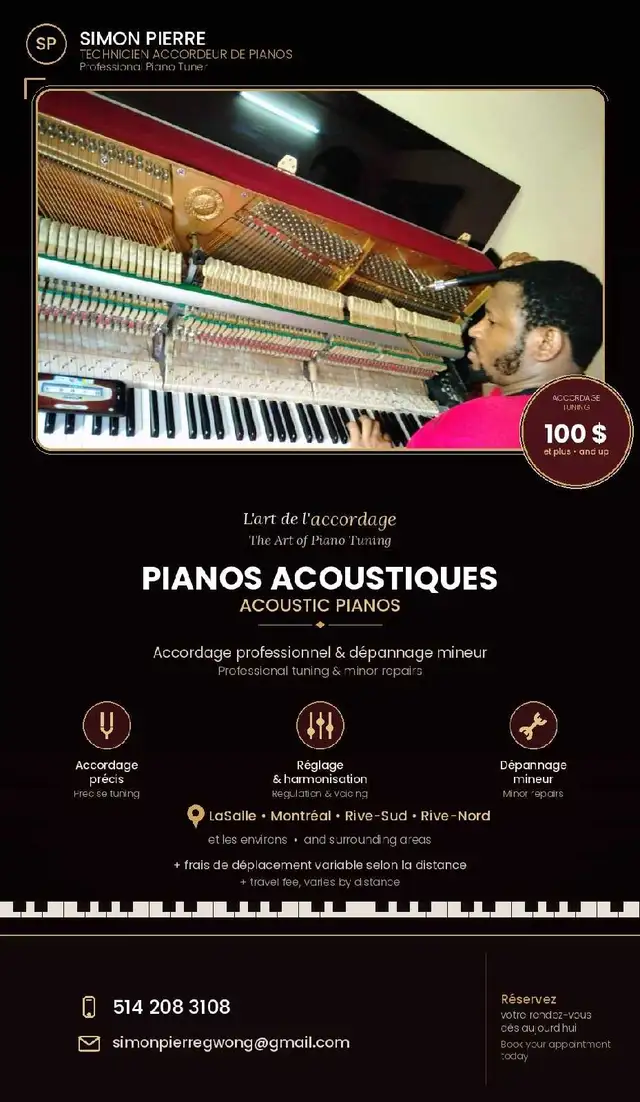 Accordage de piano — LaSalle, Montréal et environs