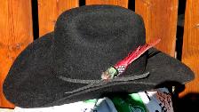 Black Cowboy Hat, Custom Steam fitting,   new feathers - Photo 2