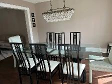 10 Person Glass Dining Table and Chairs