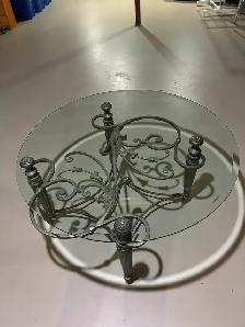 Elegant Round Glass Coffee Table with Ornate Metal Base – $200 - Photo 2