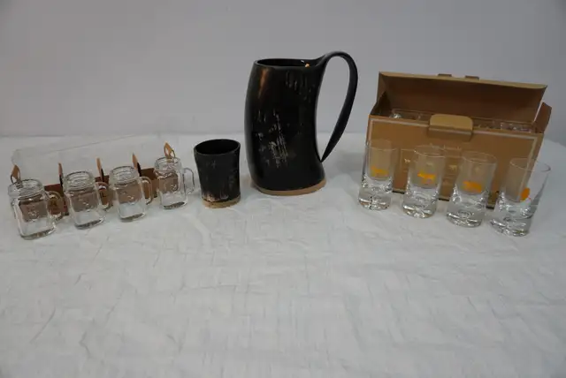 Viking Drinking Horn Mug & Shot Glasses - Brand New