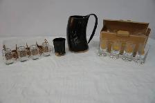 Viking Drinking Horn Mug & Shot Glasses - Brand New
