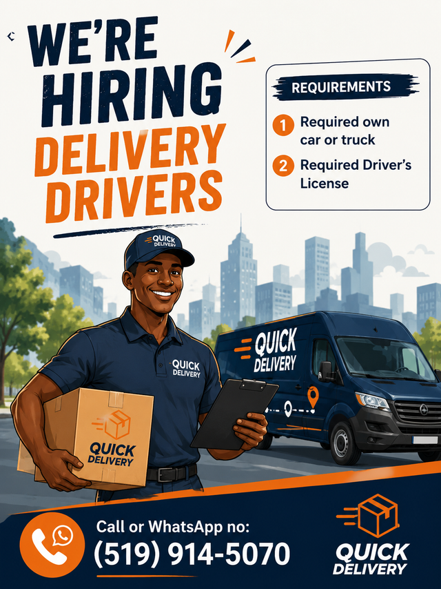 Delivery drivers needed in Hamilton (Required Own Car)