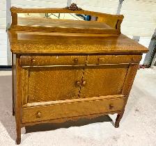 Antique Quarter-Sawn Tiger Oak Sideboard Buffet (w Mirror) - Photo 4