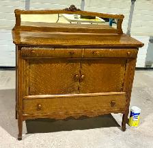 Antique Quarter-Sawn Tiger Oak Sideboard Buffet (w Mirror) - Photo 9