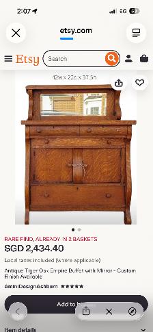 Antique Quarter-Sawn Tiger Oak Sideboard Buffet (w Mirror) - Photo 10