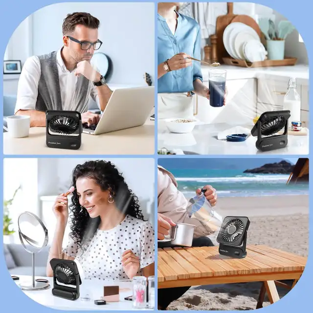 Ajgvq Desk Fan, 4000mAh USB Rechargeable Portable Table Fan