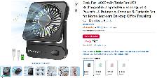 Ajgvq Desk Fan, 4000mAh USB Rechargeable Portable Table Fan - Photo 2