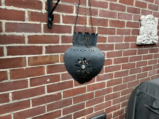 Vintage Rustic Moroccan Hanging Metal Lantern Incense Burner !