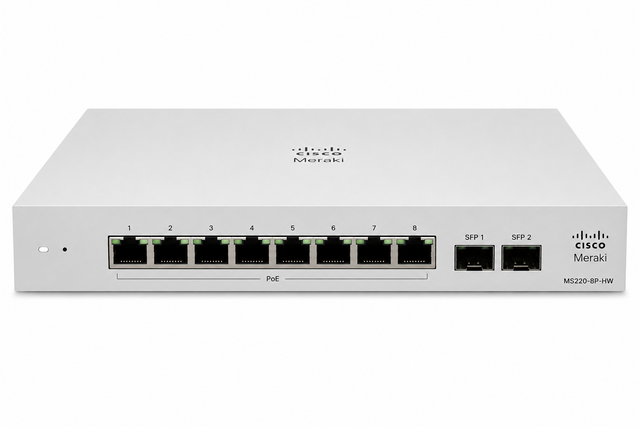 Used Cisco Meraki MS220-8P-HW 8-Port Switch
