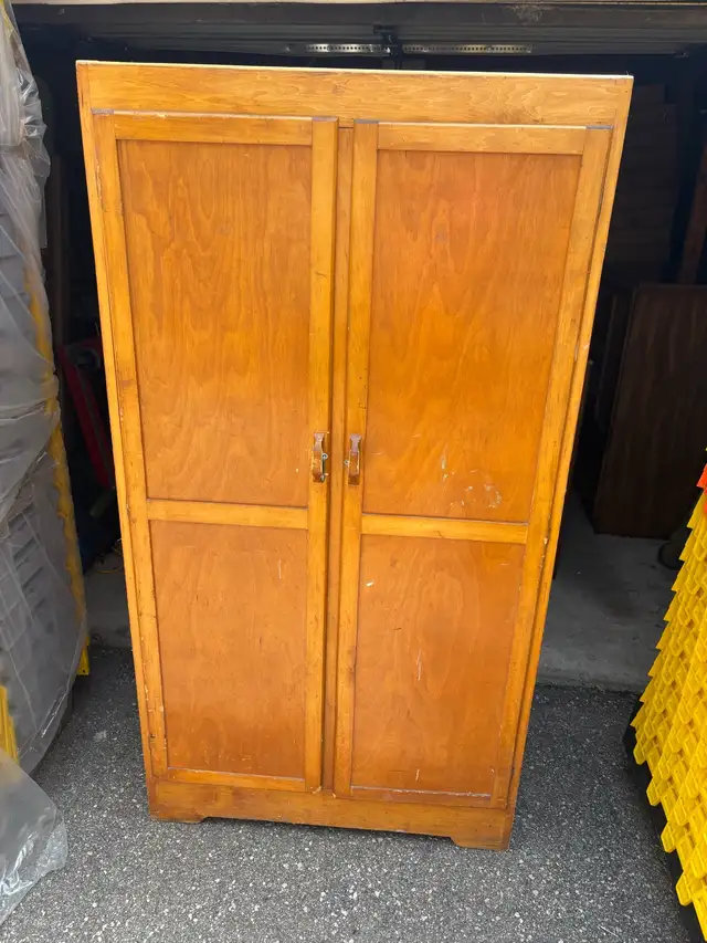 Free delivery antique Wooden Wardrobe with Hanging Rod
