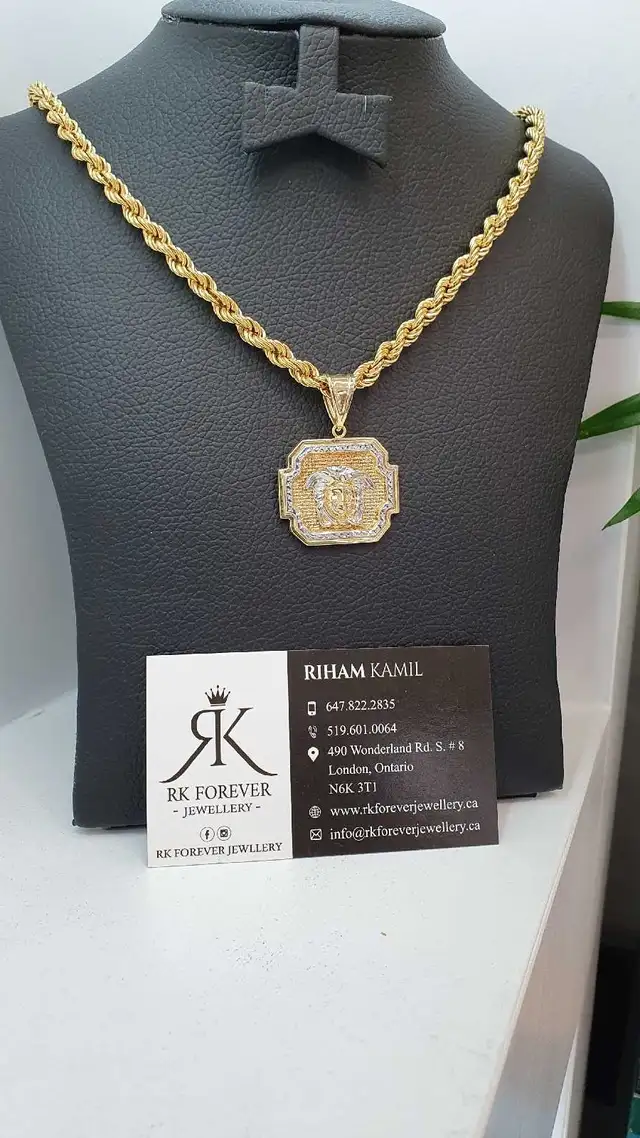 10 yellow Rope chain & pendant #420_2