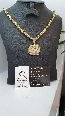 10 yellow Rope chain & pendant #420_2