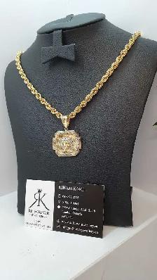 10 yellow Rope chain & pendant #420_2 - Photo 2