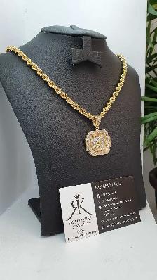 10 yellow Rope chain & pendant #420_2 - Photo 3