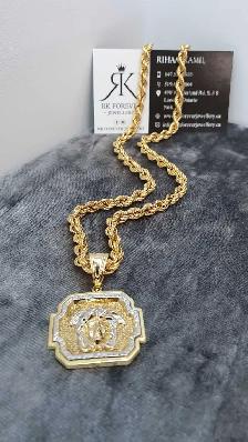 10 yellow Rope chain & pendant #420_2 - Photo 4