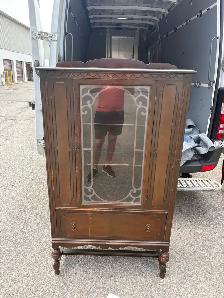 Free delivery Antique Glass Display Cabinet with Drawer