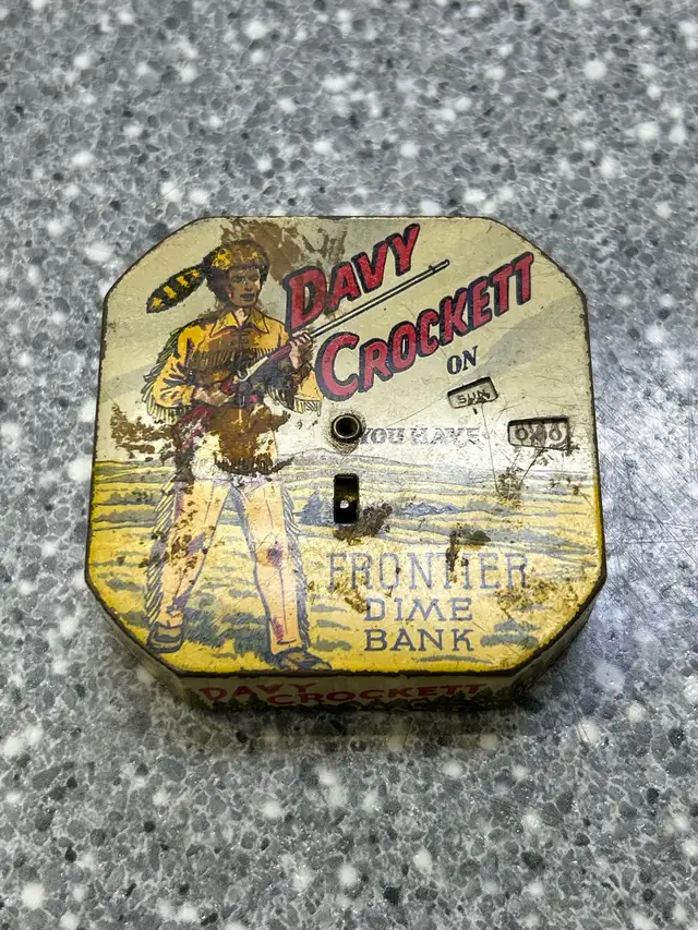 Davy Crockett Dime Coin Bank 1950s