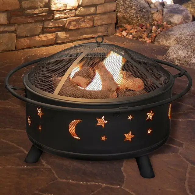 Crown Fire Pit, Steel Outdoor BBQ Wood Burning