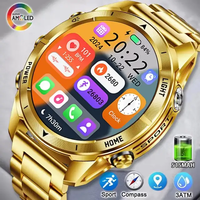 New Men LED Flashlight, Smartwatch, IP68 Waterproof, Bluetooth 5