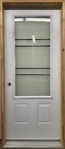 1478PSM Porte d’acier 34″D Blanche Sérigraphie ClariT 23×49