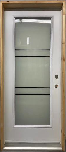 1477PSM Porte d’acier 34″G Blanche Sérigraphie ClariT 21×65