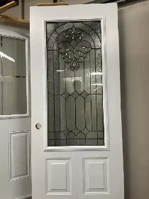 1380PSM Porte d’acier 34″G Blanche Vitrail tige noir 23×49 - Photo 2