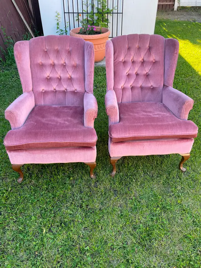 Pink arm chairs