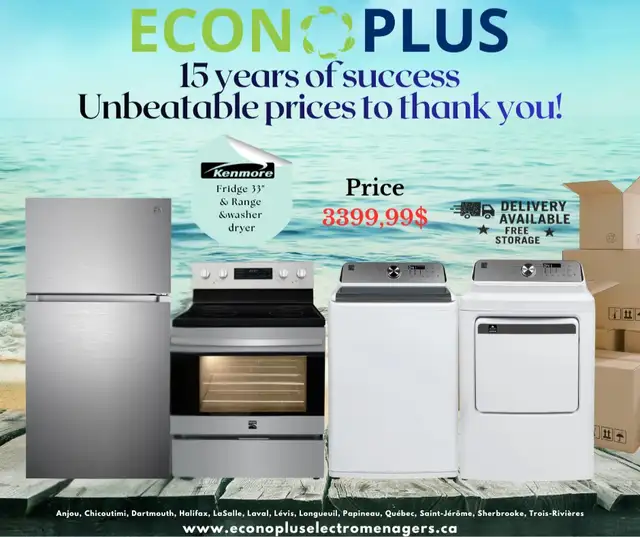ECONOPLUS MEGA SALE  COMPLETE KENMORE HOME PACKAGE — $3,399.99