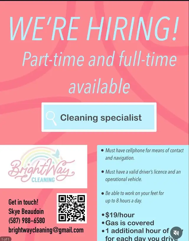NOW HIRING CLEANING SPECIALIST