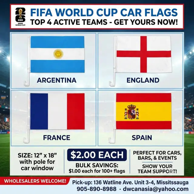 FIFA World Cup 2026 Car Flags – Top Active Teams In Stock!