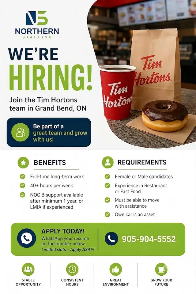 HIRING-TIM HORTONS(CREW MEMBER)