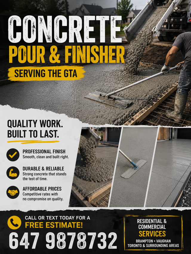 Concrete Pouring &amp.amp.amp.amp. Finishing Services – GTA