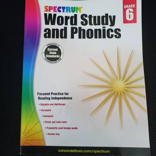 Spectrum Word Study and Phonics Grade 6