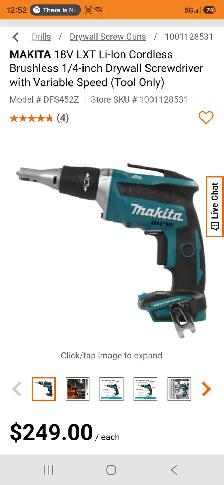 MAKITA 18V LXT Li-Ion Cordless Brushless 1/4' Drywall Screw Gun - Photo 2