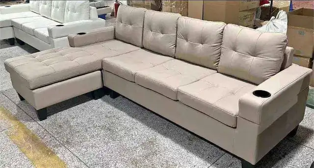 New L Shaped Leather 4 Seater Sofa With Free Delivery