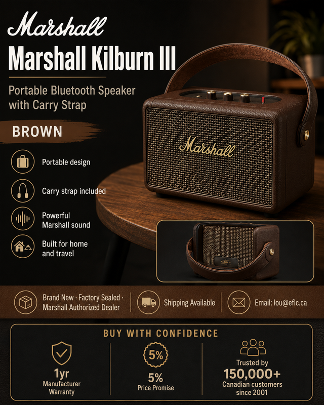 Marshall Kilburn III Portable Bluetooth Speaker with Carry Strap