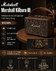 Marshall Kilburn III Portable Bluetooth Speaker with Carry Strap